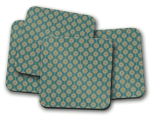 Load image into Gallery viewer, Teal Retro Circles Design Coaster, Table Decor, Drinks Mat - Shadow bright
