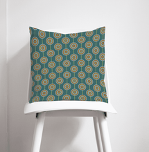 Load image into Gallery viewer, Teal Retro Circles Design Cushion, Throw Pillow - Shadow bright

