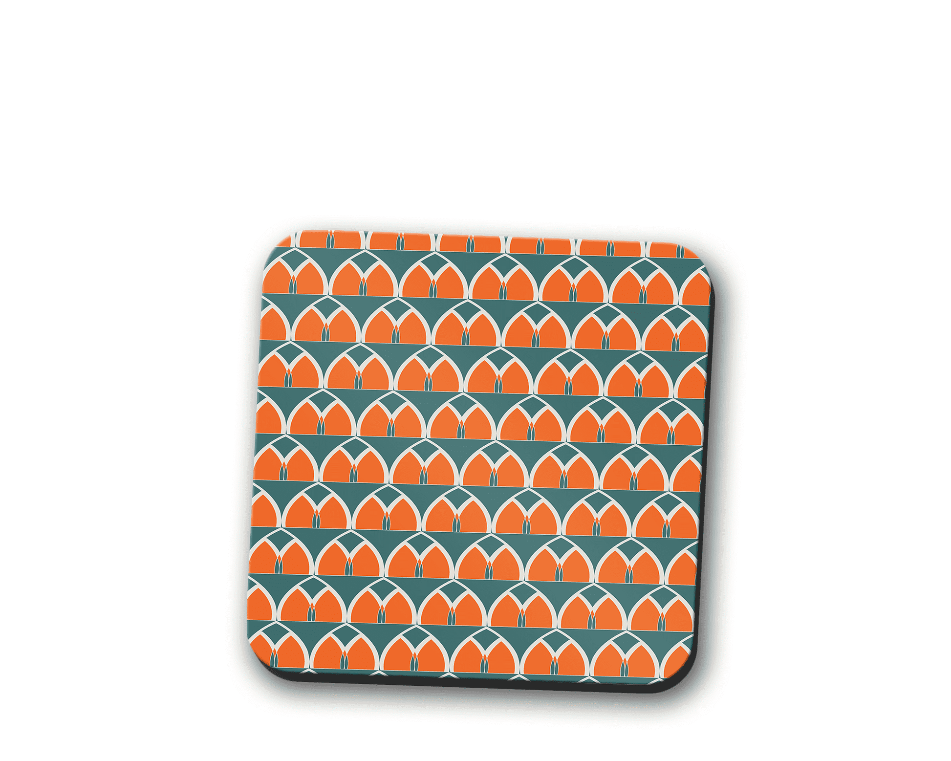 Teal and Geometric Arches Design Coaster, Table Decor Drinks Mat - Shadow bright