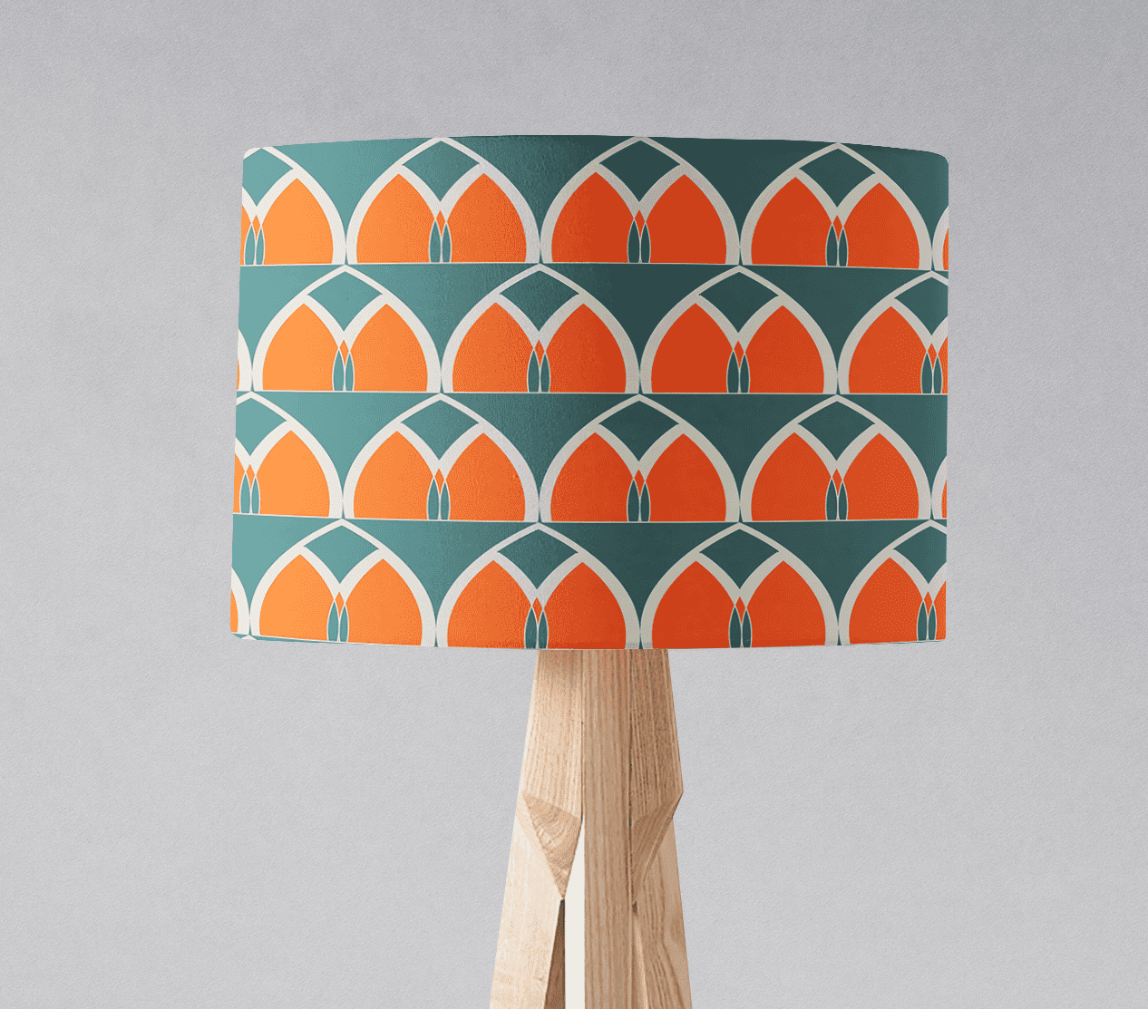 Teal and Orange Geometric Arches Design Lampshade, Ceiling or Table Lamp Shade - Shadow bright