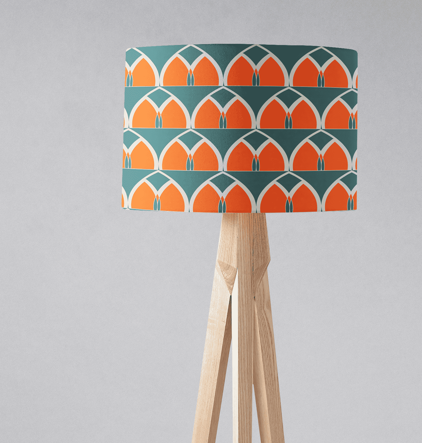 Teal and Orange Geometric Arches Design Lampshade, Ceiling or Table Lamp Shade - Shadow bright