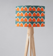 Load image into Gallery viewer, Teal and Orange Geometric Arches Design Lampshade, Ceiling or Table Lamp Shade - Shadow bright

