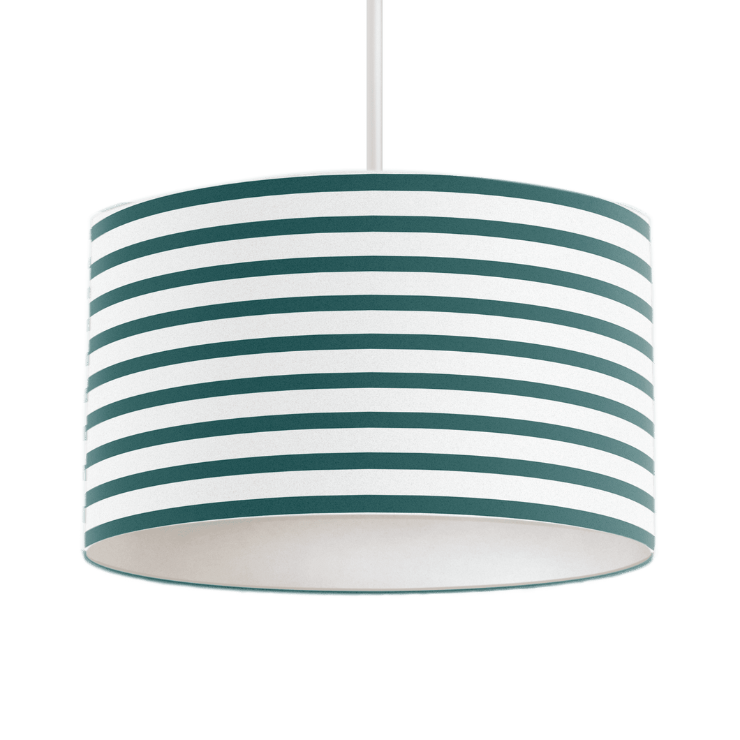 Teal and White Geometric Striped Lampshade, Ceiling or Table Lamp Shade - Shadow bright