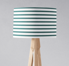 Load image into Gallery viewer, Teal and White Geometric Striped Lampshade, Ceiling or Table Lamp Shade - Shadow bright
