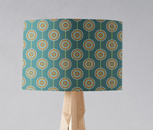 Load image into Gallery viewer, Teal Retro Circles Design Lampshade, Ceiling or Table Lamp Shade - Shadow bright
