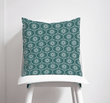 Load image into Gallery viewer, Teal and White Geometric Design Cushion, Throw Pillow - Shadow bright
