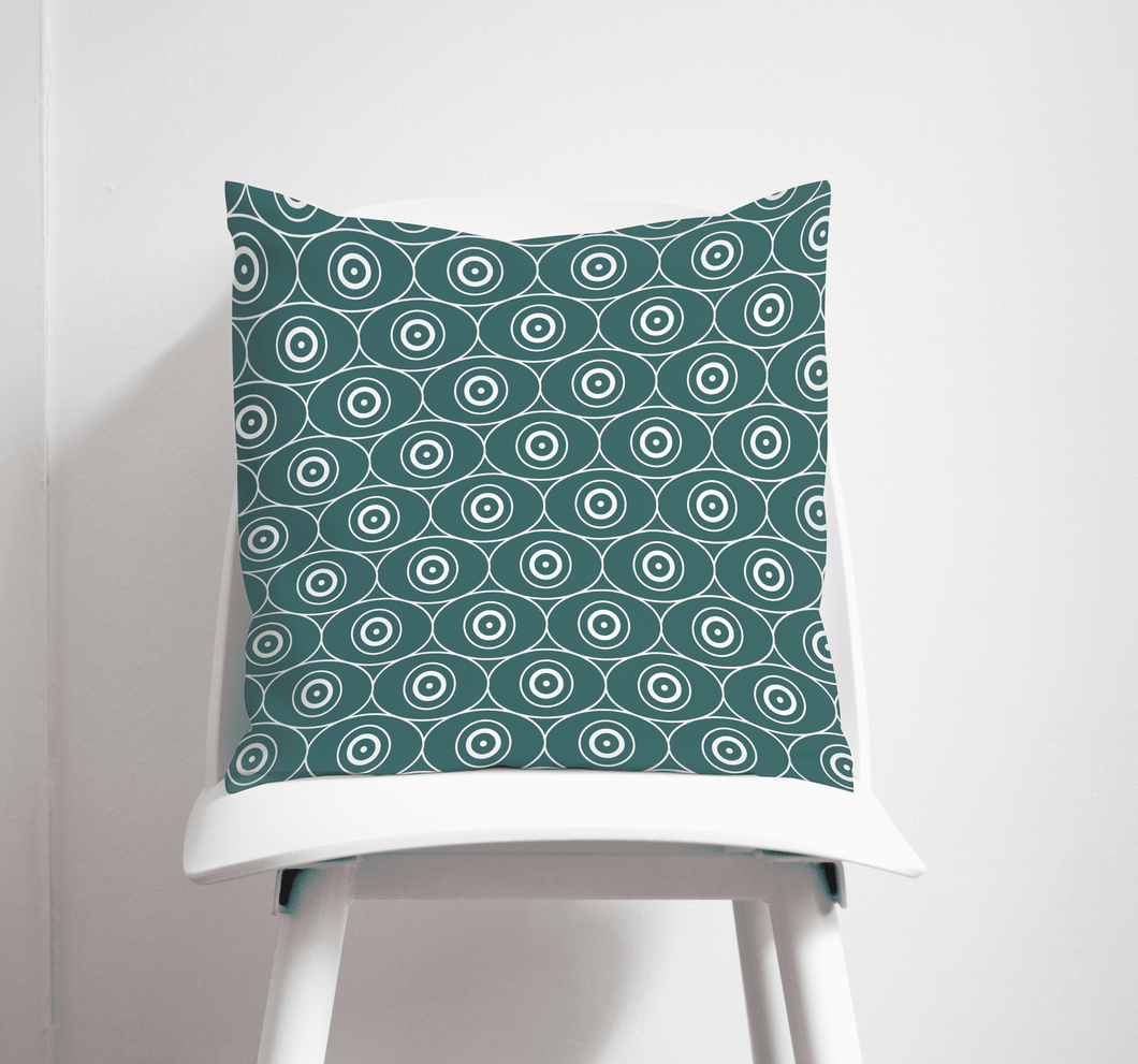 Teal and White Geometric Design Cushion, Throw Pillow - Shadow bright