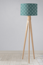 Load image into Gallery viewer, Teal and White Geometric Design Lampshade, Ceiling or Table Lamp Shade - Shadow bright
