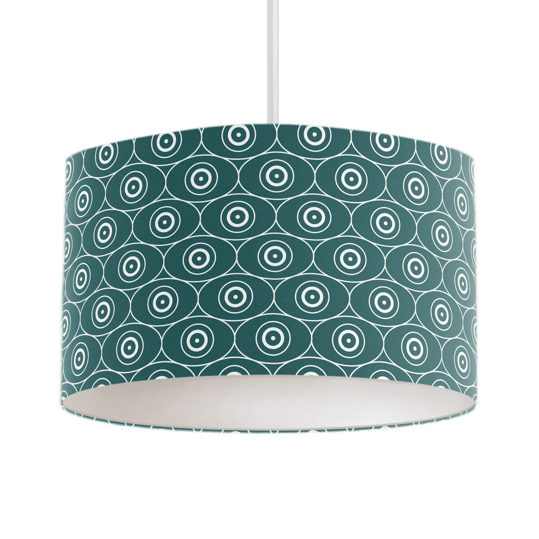Teal and White Geometric Design Lampshade, Ceiling or Table Lamp Shade - Shadow bright