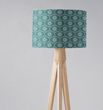 Load image into Gallery viewer, Teal and White Geometric Design Lampshade, Ceiling or Table Lamp Shade - Shadow bright
