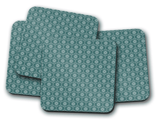 Load image into Gallery viewer, Teal and White Geometric Design Coasters, Table Decor, Drinks Mat - Shadow bright
