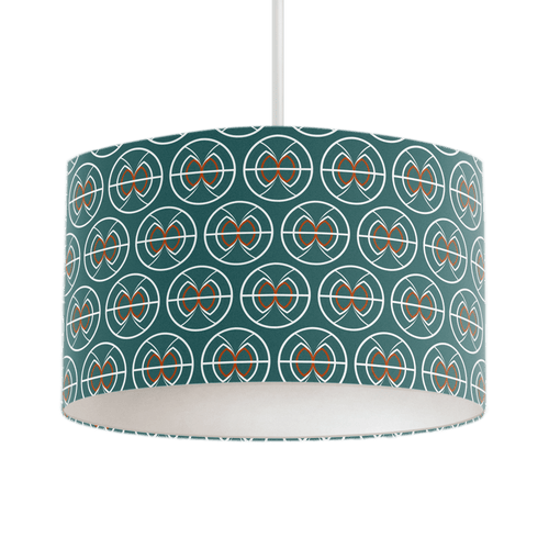 Teal and White Geometric Semi-Circle Design Lampshade, Ceiling or Table Lamp Shade - Shadow bright