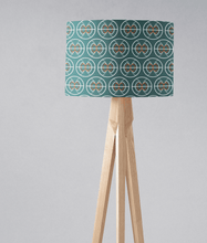 Load image into Gallery viewer, Teal and White Geometric Semi-Circle Design Lampshade, Ceiling or Table Lamp Shade - Shadow bright

