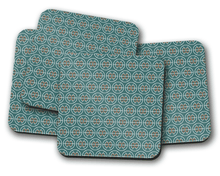 Load image into Gallery viewer, Teal and White Geometric Semi-Circle Design Coaster, Table Decor, Drinks Mat - Shadow bright
