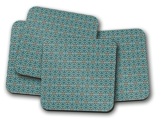 Teal and White Geometric Semi-Circle Design Coaster, Table Decor, Drinks Mat - Shadow bright