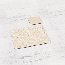 Load image into Gallery viewer, White &amp; Gold Retro Geometric Placemats, Set of 4 or Set of 6.
