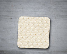 Load image into Gallery viewer, White &amp; Gold Retro Geometric Placemats, Set of 4 or Set of 6.
