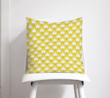 Load image into Gallery viewer, Yellow and White Geometric Tiles Design Cushion, Throw Pillow - Shadow bright
