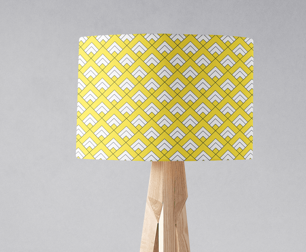 Yellow and White Geometric Tiles Design Lampshade, Ceiling or Table Lamp Shade - Shadow bright