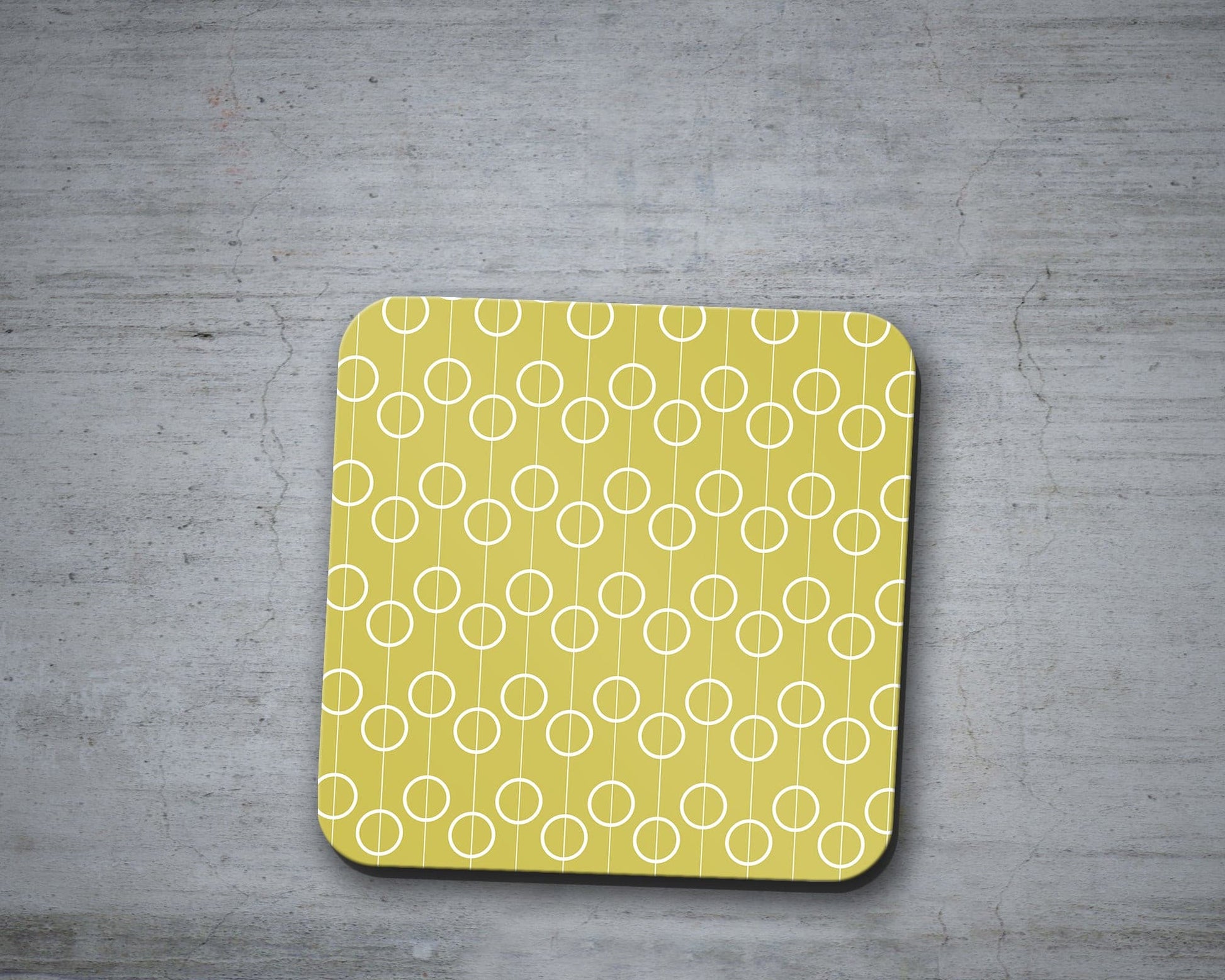 Yellow Retro Geometric Circles Placemats, Set of 4 or Set of 6.
