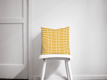Load image into Gallery viewer, Yellow Cushion with a White Striped Lines Geometric Design, Throw Pillow - Shadow bright
