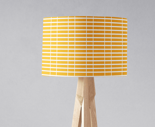 Yellow with White Geometric Stripes Lampshade, Ceiling or Table Lamp Shade - Shadow bright