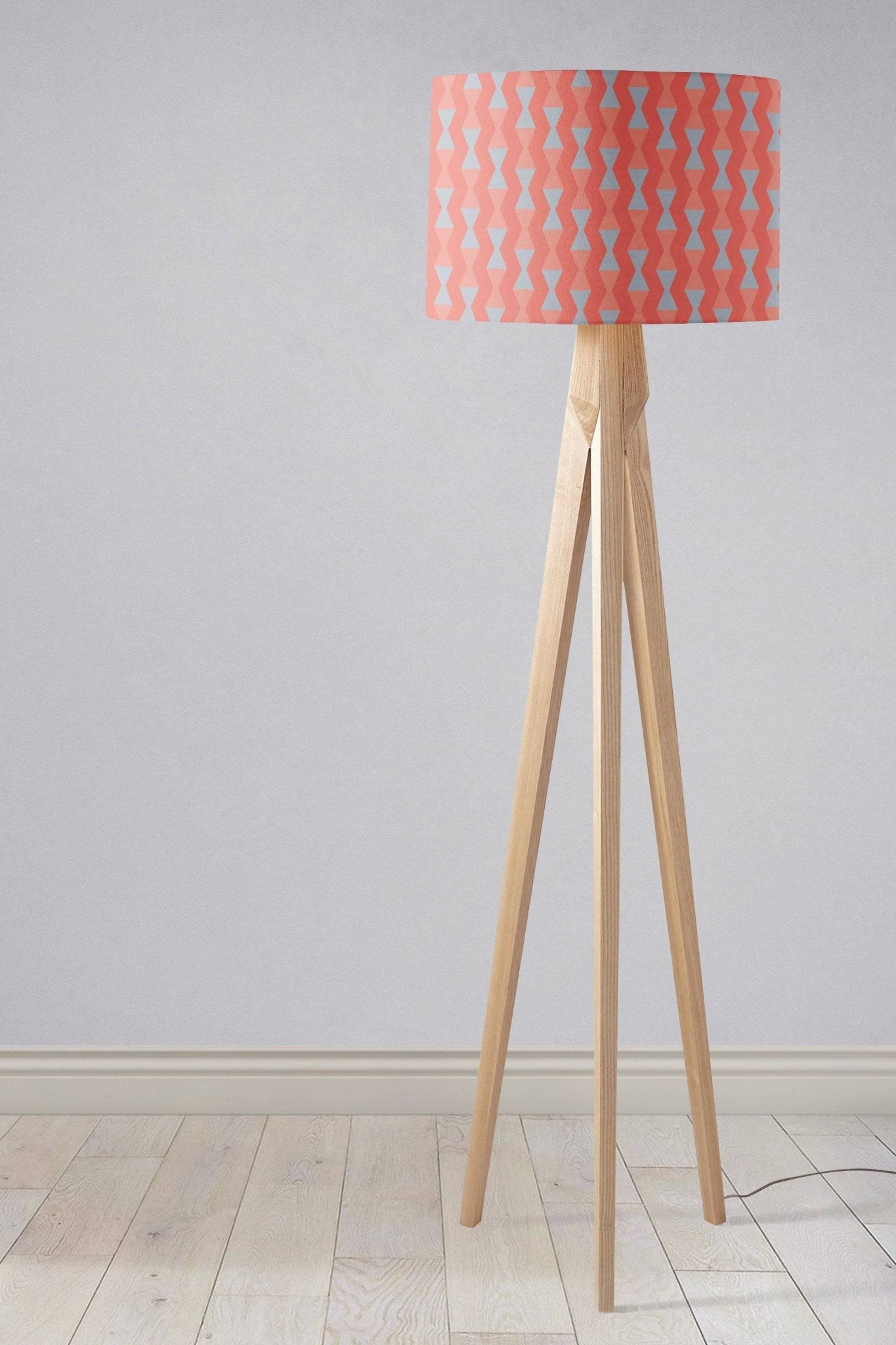 Coral and Grey Mid century Modern Retro Lampshade - Shadow bright