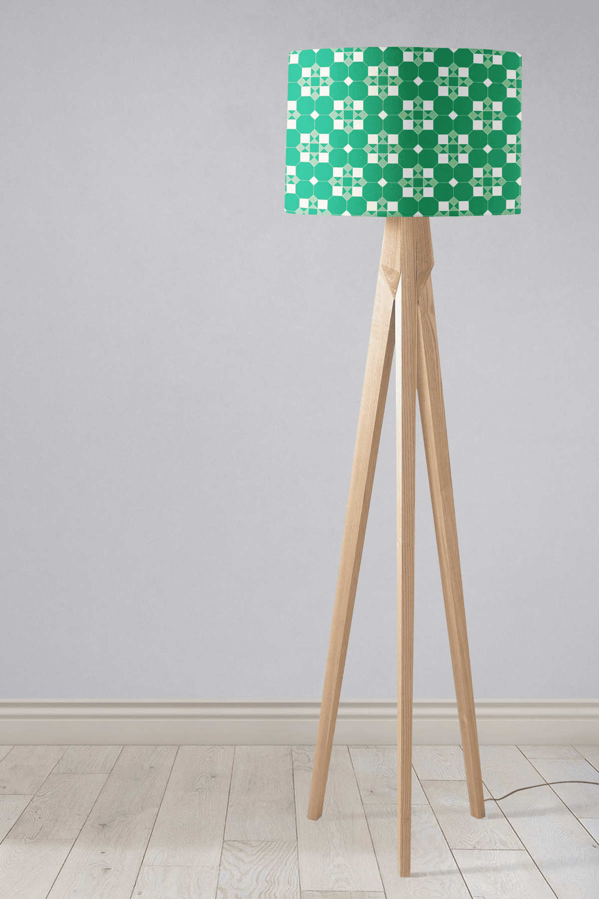 Green and White Geometric Tiles Design Lampshade, Ceiling or Table Lamp Shade - Shadow bright