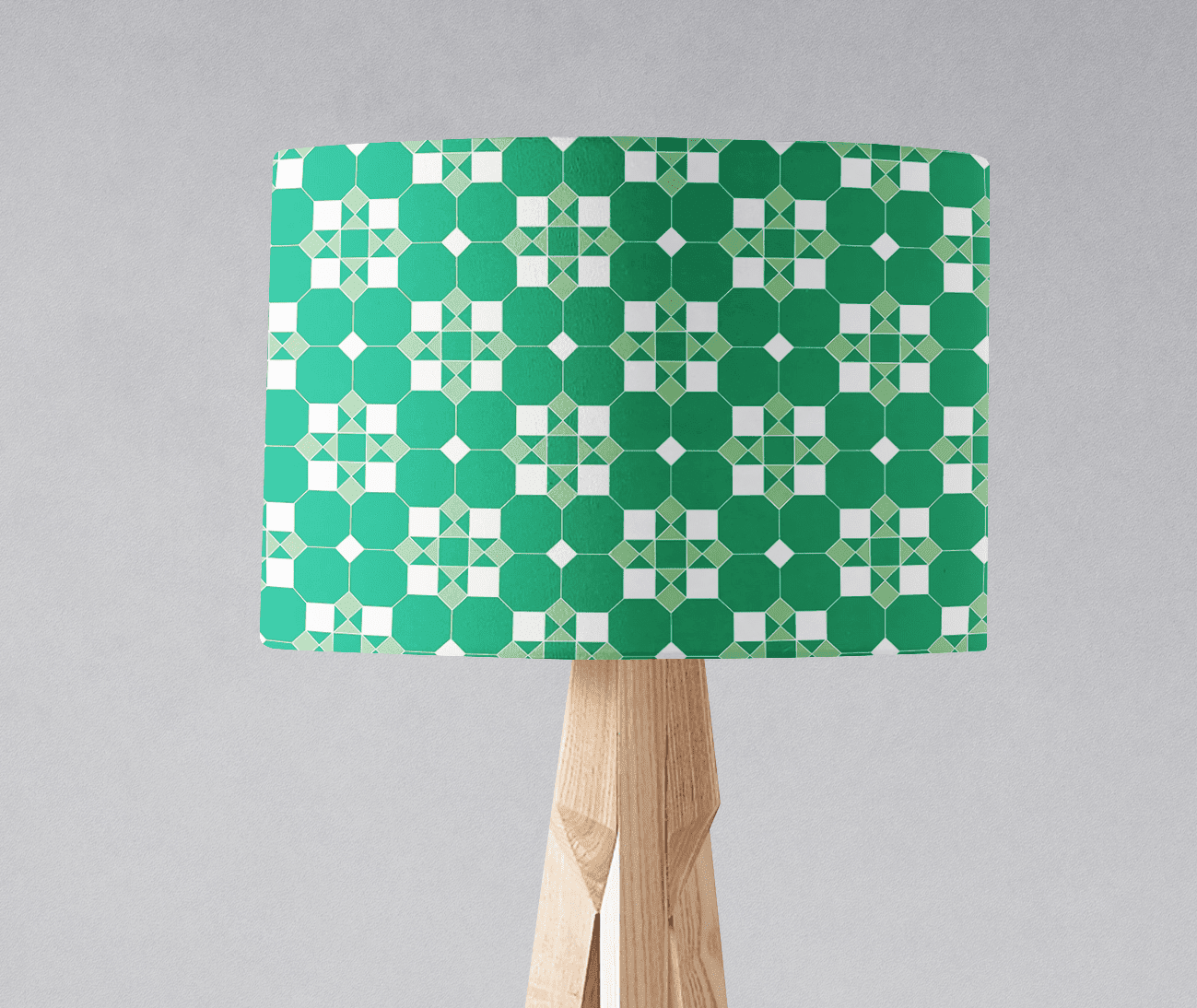 Green and White Geometric Tiles Design Lampshade, Ceiling or Table Lamp Shade - Shadow bright
