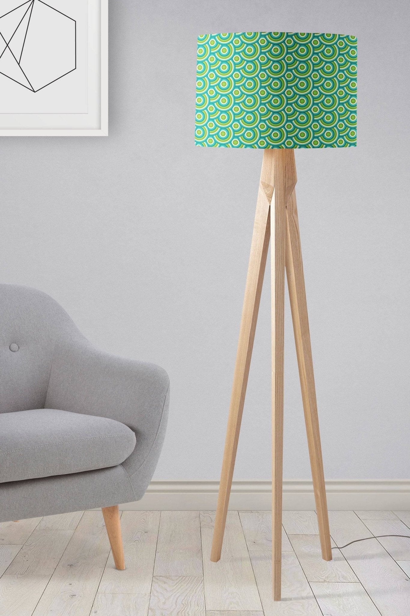 Green with a 70's Retro Circles DesignLampshade, Ceiling or Table Lamp Shade - Shadow bright