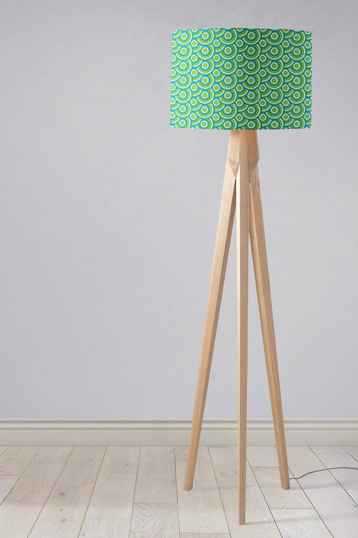 Green with a 70's Retro Circles DesignLampshade, Ceiling or Table Lamp Shade - Shadow bright