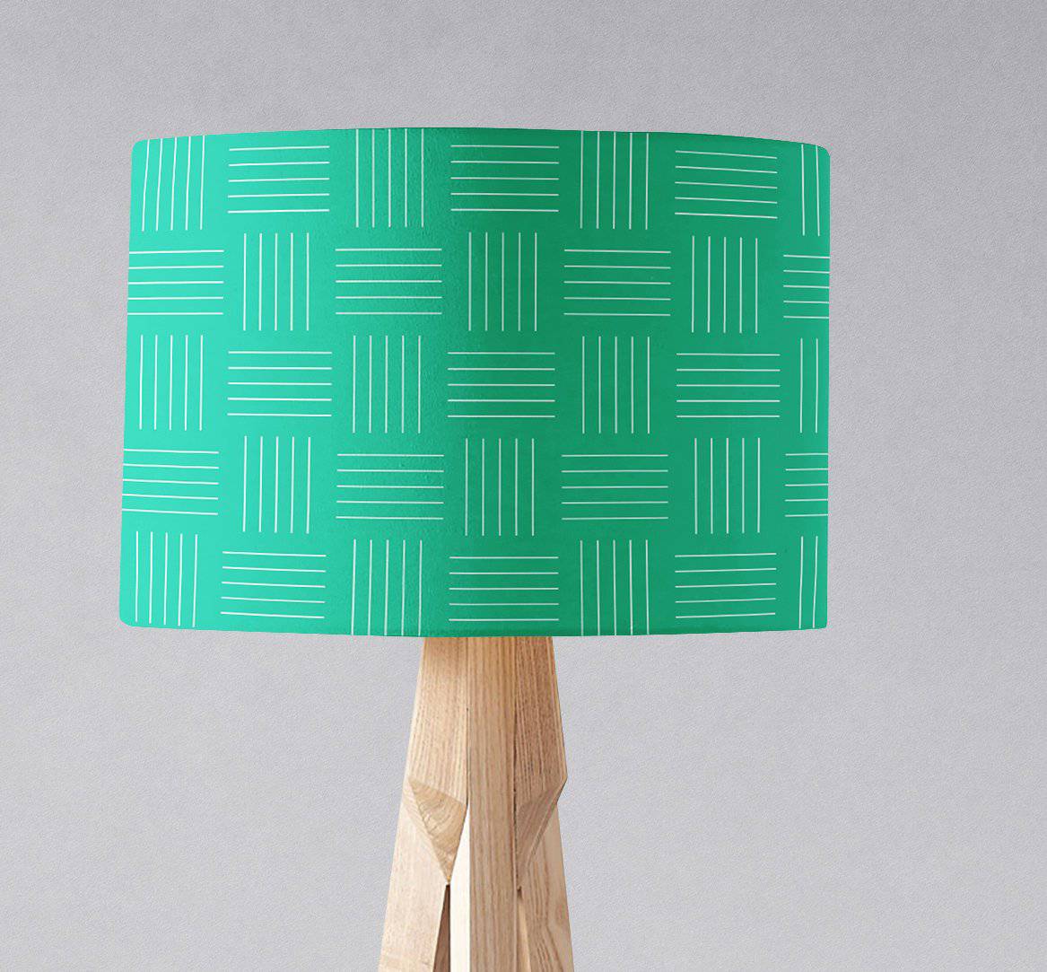 Green with a White Lines Geometric Design Lampshade, Ceiling or Table Lamp Shade - Shadow bright
