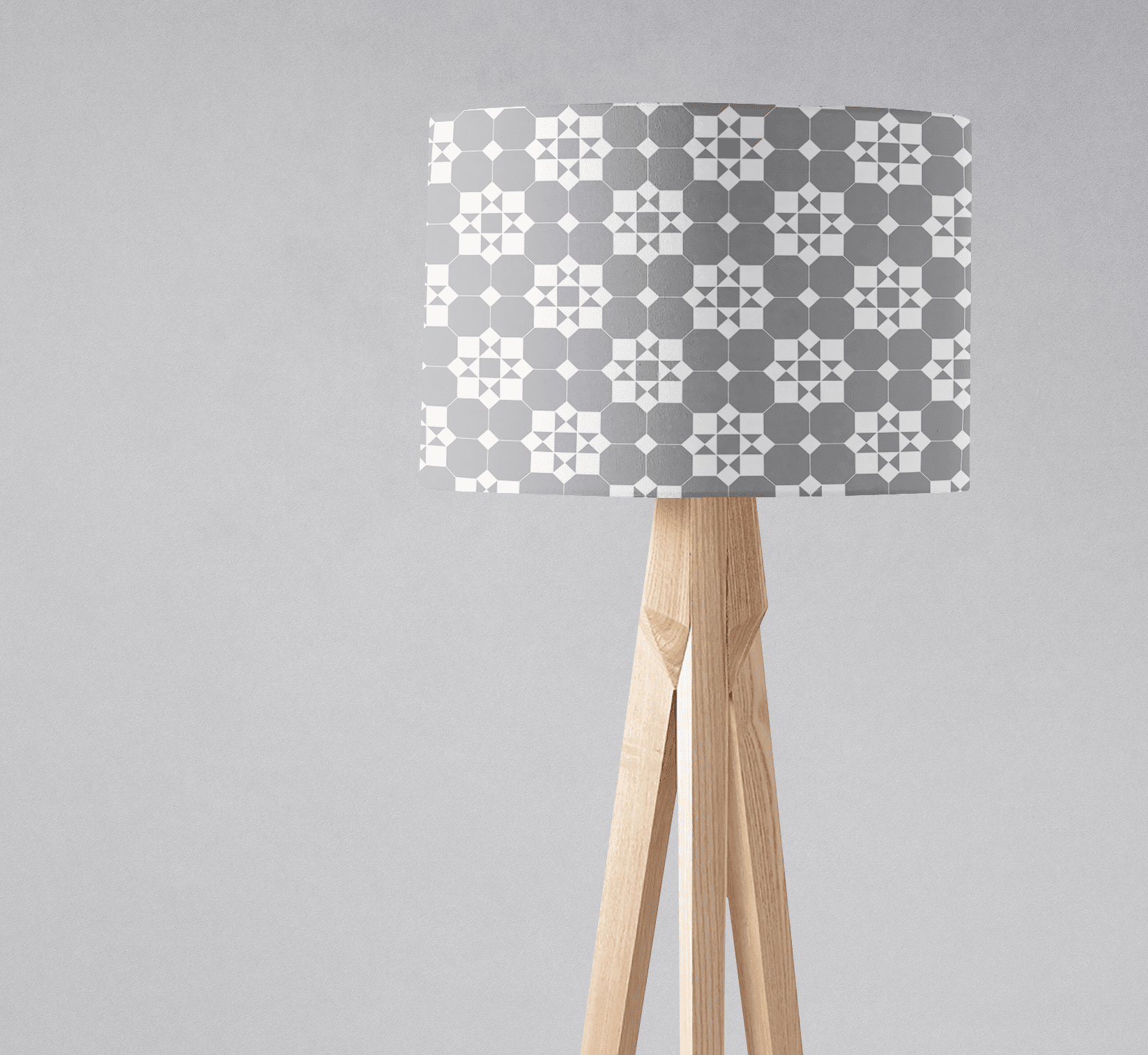 Grey and White Tiles Design Geometric Lampshade - Shadow bright