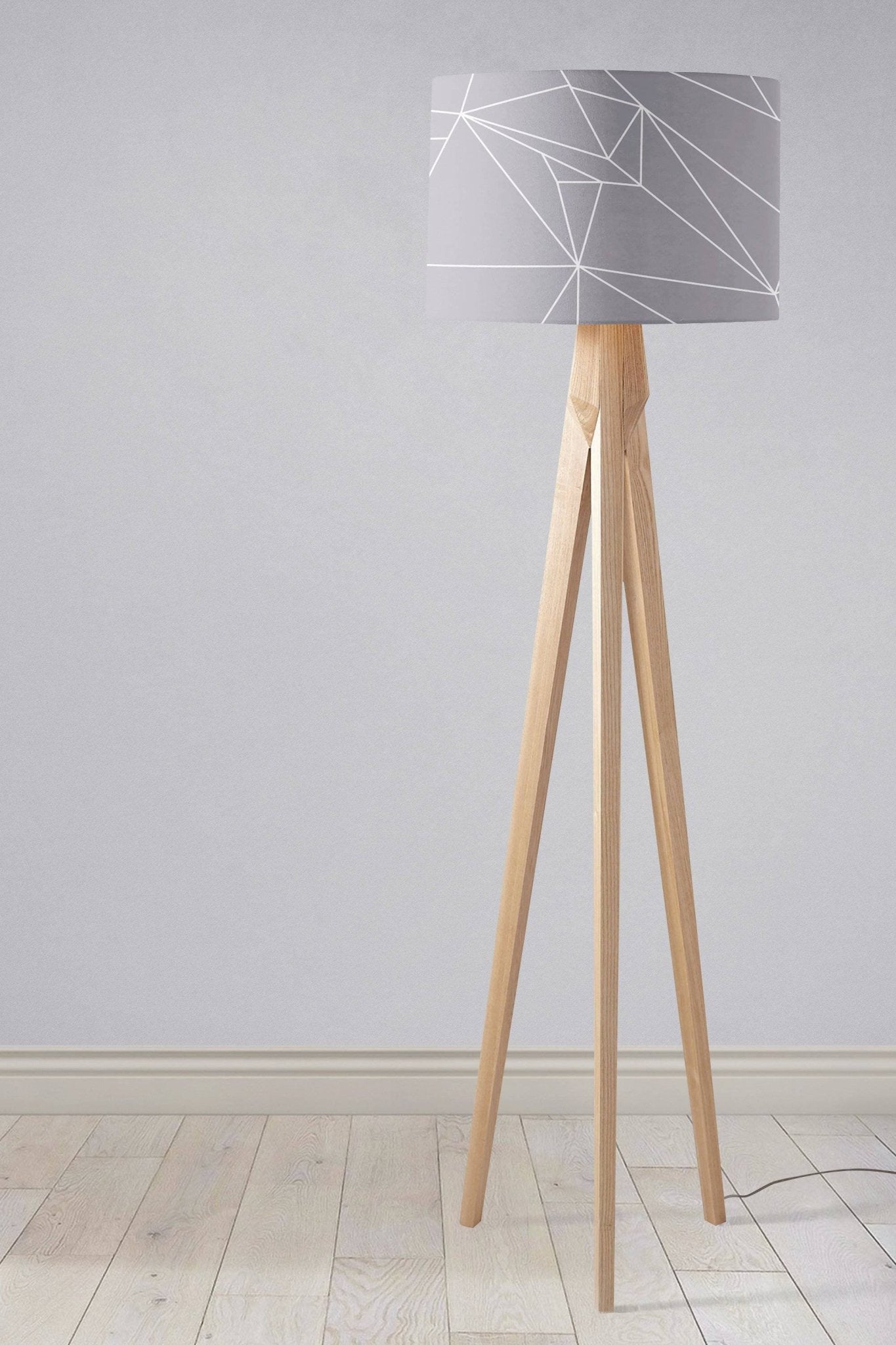 Grey with a White Lines Geometric Design Lampshade, Ceiling or Table Lamp Shade - Shadow bright