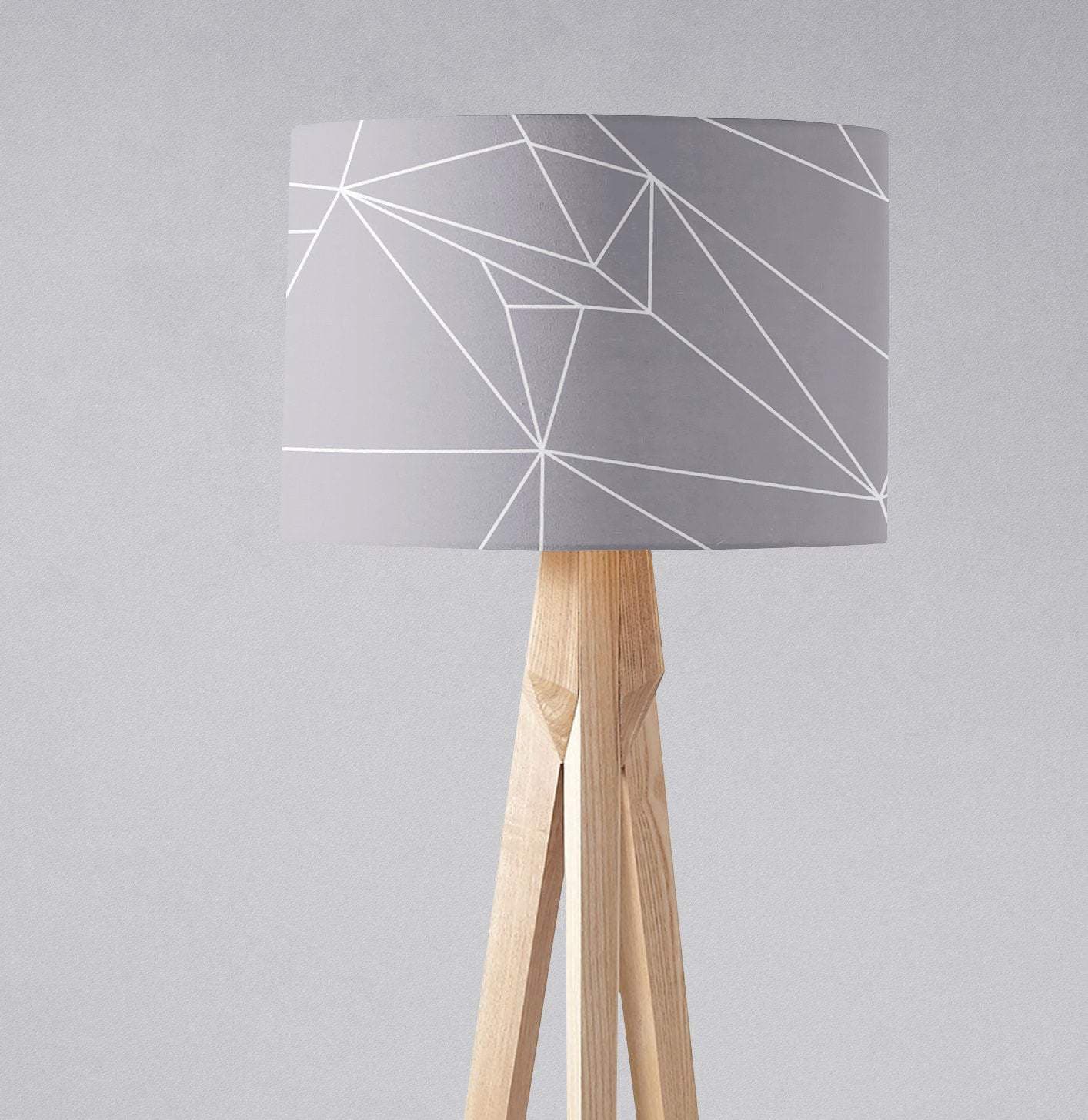 Grey with a White Lines Geometric Design Lampshade, Ceiling or Table Lamp Shade - Shadow bright