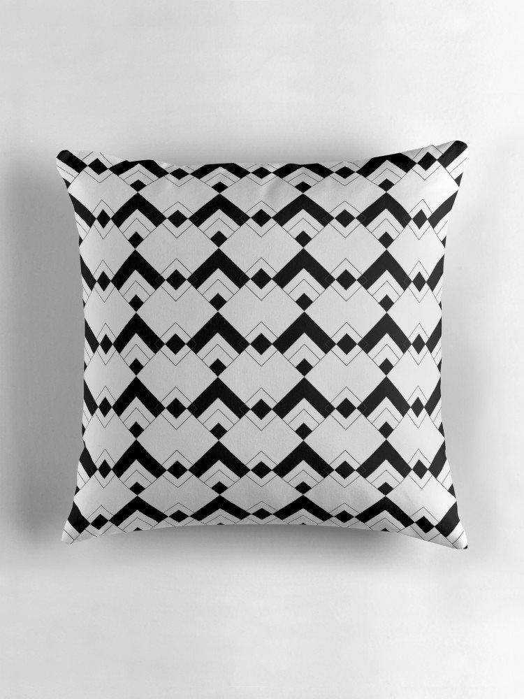 Black and White Art Deco Cushion, Throw Pillow - Shadow bright