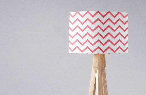 White with a Pink Chevrons Design Lampshade, Ceiling or Table Lamp Shade - Shadow bright