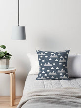 Load image into Gallery viewer, Navy Blue with Cloud and Mountain Design Cushion, Throw Pillow - Shadow bright
