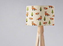 Load image into Gallery viewer, Cream Lampshade with a Fox and Trees Design, Ceiling or Table Lamp Shade - Shadow bright
