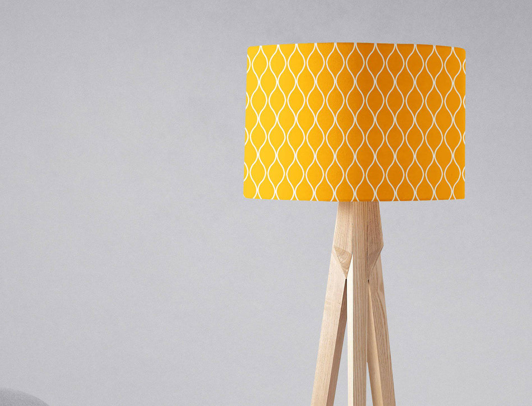 Yellow Lampshade with White Geometric Design, Ceiling or Table Lamp Shade - Shadow bright