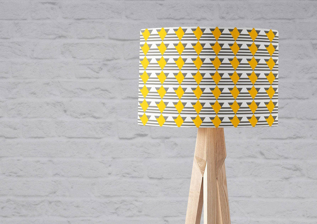 Grey and Yellow Geometric Diamonds Lampshade, Ceiling or Table Lamp - Shadow bright