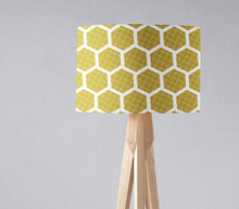 Load image into Gallery viewer, Yellow Lampshade with a White Hexagon Design, Ceiling or Table Lamp - Shadow bright
