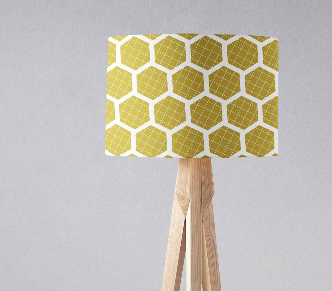 Yellow Lampshade with a White Hexagon Design, Ceiling or Table Lamp - Shadow bright