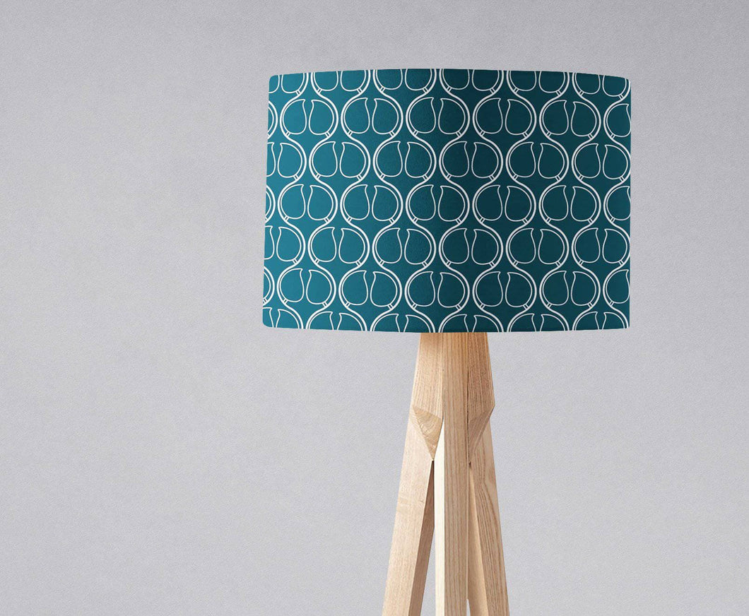 Dark Blue Lampshade with a White Geometric Design, Ceiling or Table Lamp Shade - Shadow bright