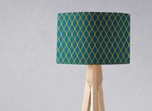 Load image into Gallery viewer, Dark Teal and Yellow Wavy Geometric Lampshade, Ceiling or Table Lamp Shade - Shadow bright
