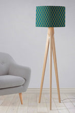 Load image into Gallery viewer, Dark Teal and Yellow Wavy Geometric Lampshade, Ceiling or Table Lamp Shade - Shadow bright
