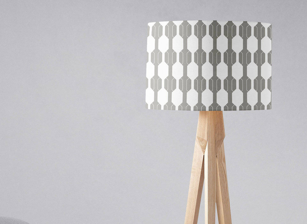 Grey with White Geometric Design Lampshade, Ceiling or Table Lamp Shade - Shadow bright