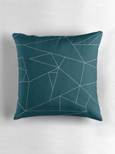 Load image into Gallery viewer, Teal Cushion with a White Geometric Line Design, Throw Pillow - Shadow bright
