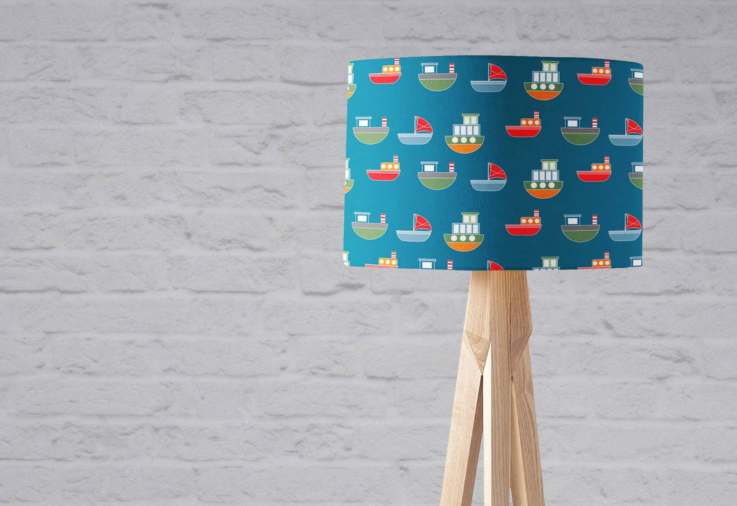 Dark Blue Nautical St Ives Boats Lampshade, Ceiling or Table Lamp Shade - Shadow bright