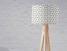 Load image into Gallery viewer, White Lampshade with a Black and Gold Triangle Design, Ceiling or Table Lamp Shade - Shadow bright
